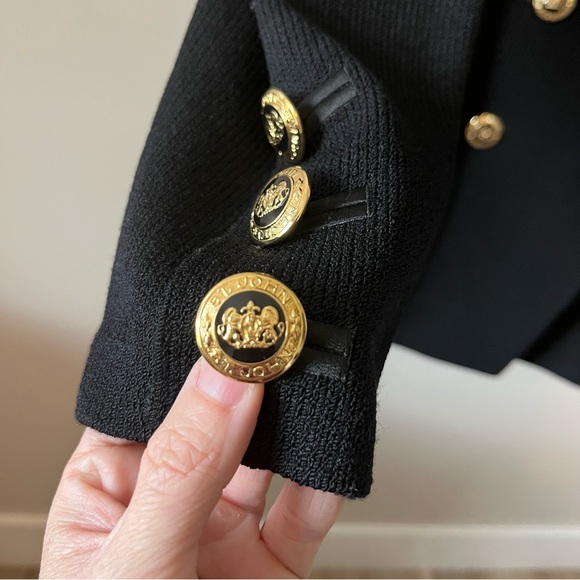 ST. JOHN Basics Tweed Knit Double Breasted Blazer Jacket Size 10 - Picture 6 of 7